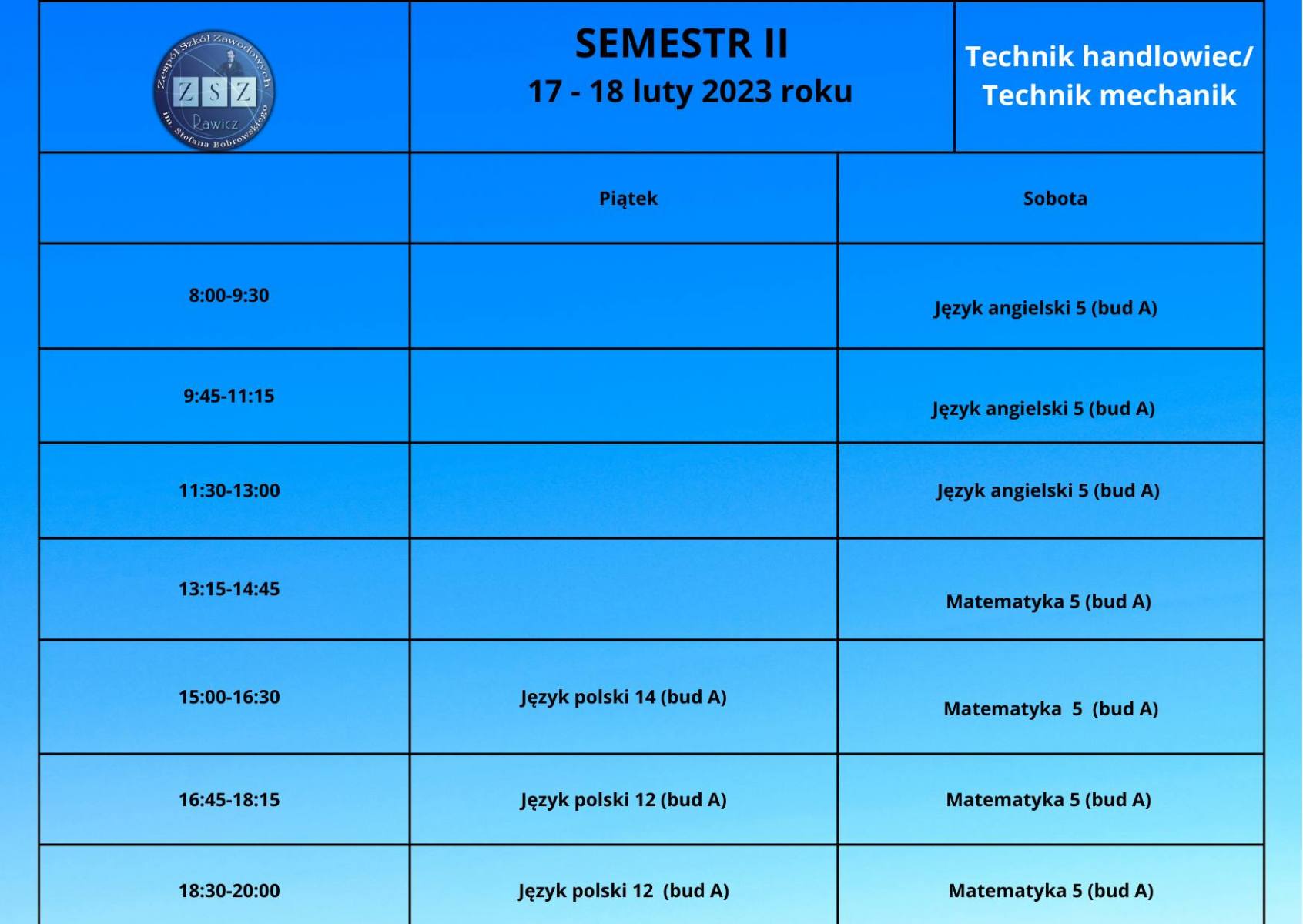 Plan zajęć BS II 17-18.02.2023 - semestr II