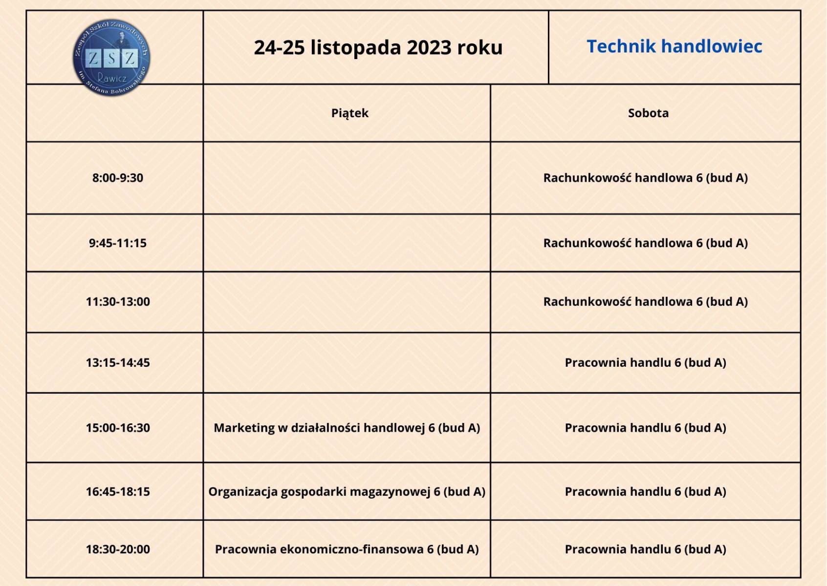 Plan zjazdu - technik handlowiec - 24-25.11.2023 r. 