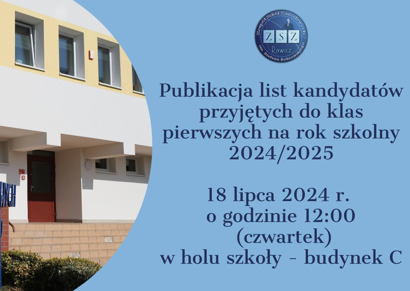 Publikacja list kandydatów przyjętych do klas pierwszych na rok szkolny 2024/2025