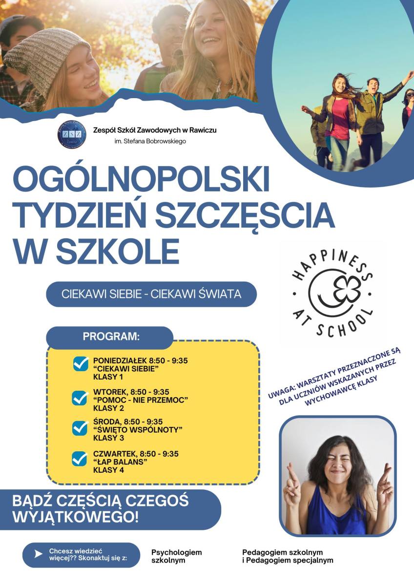 Ogólnopolski Tydzień Szczęścia w Szkole. plakat