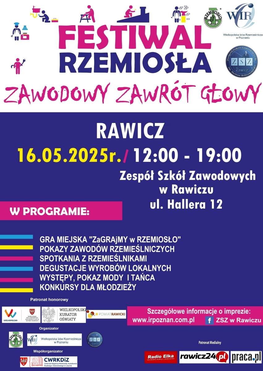 Festiwal Rzemiosła - Zawodowy Zawrót Głowy - 16.05.2025 r. w Zespole Szkół Zawodowych w Rawiczu