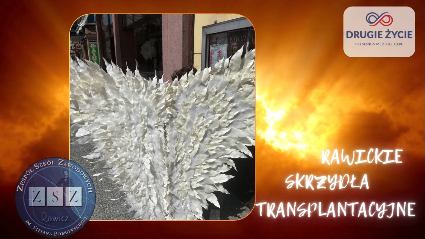 Kadr z filmu Rawickie Skrzydła Transplantacyjne Skrzydła na tle zachodu słońca