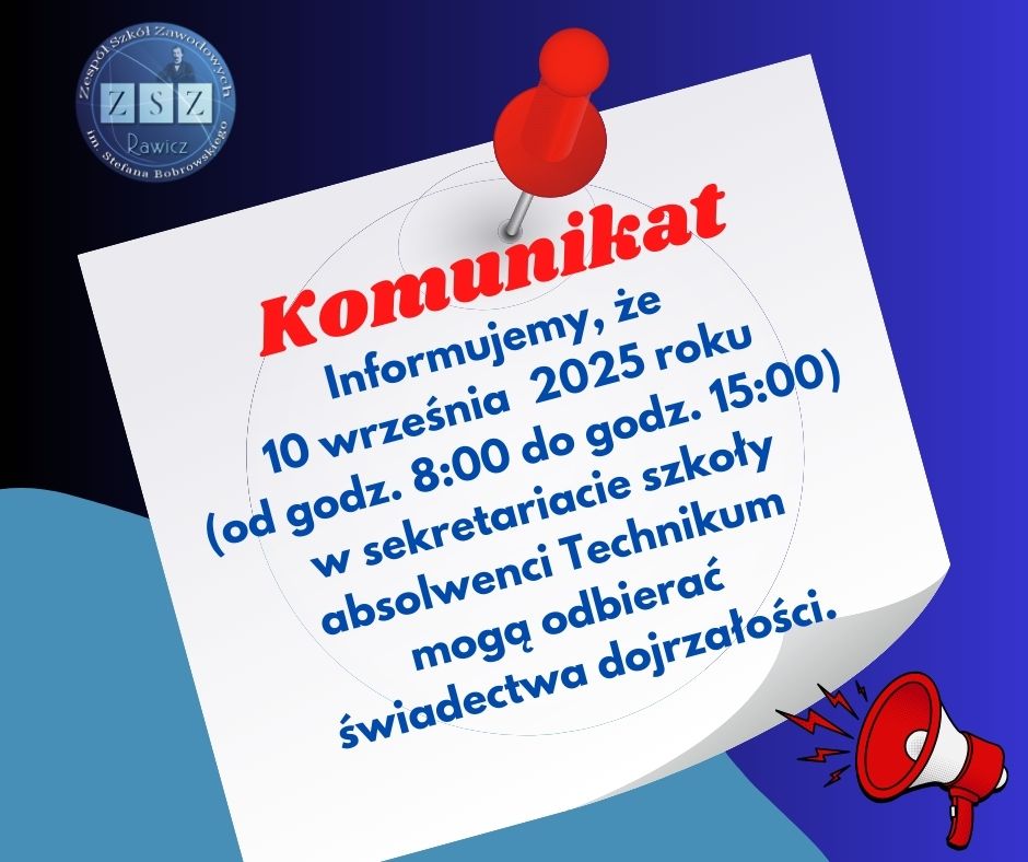 Komunikat - odbiór świadectw dojrzałości - 092025