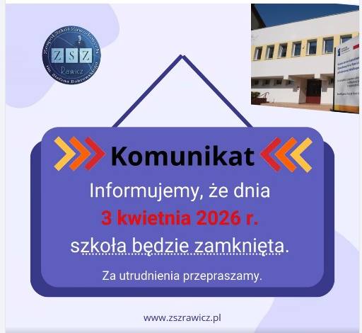 Komunikat o nieczynnej szkole w dniu 3.04.2026