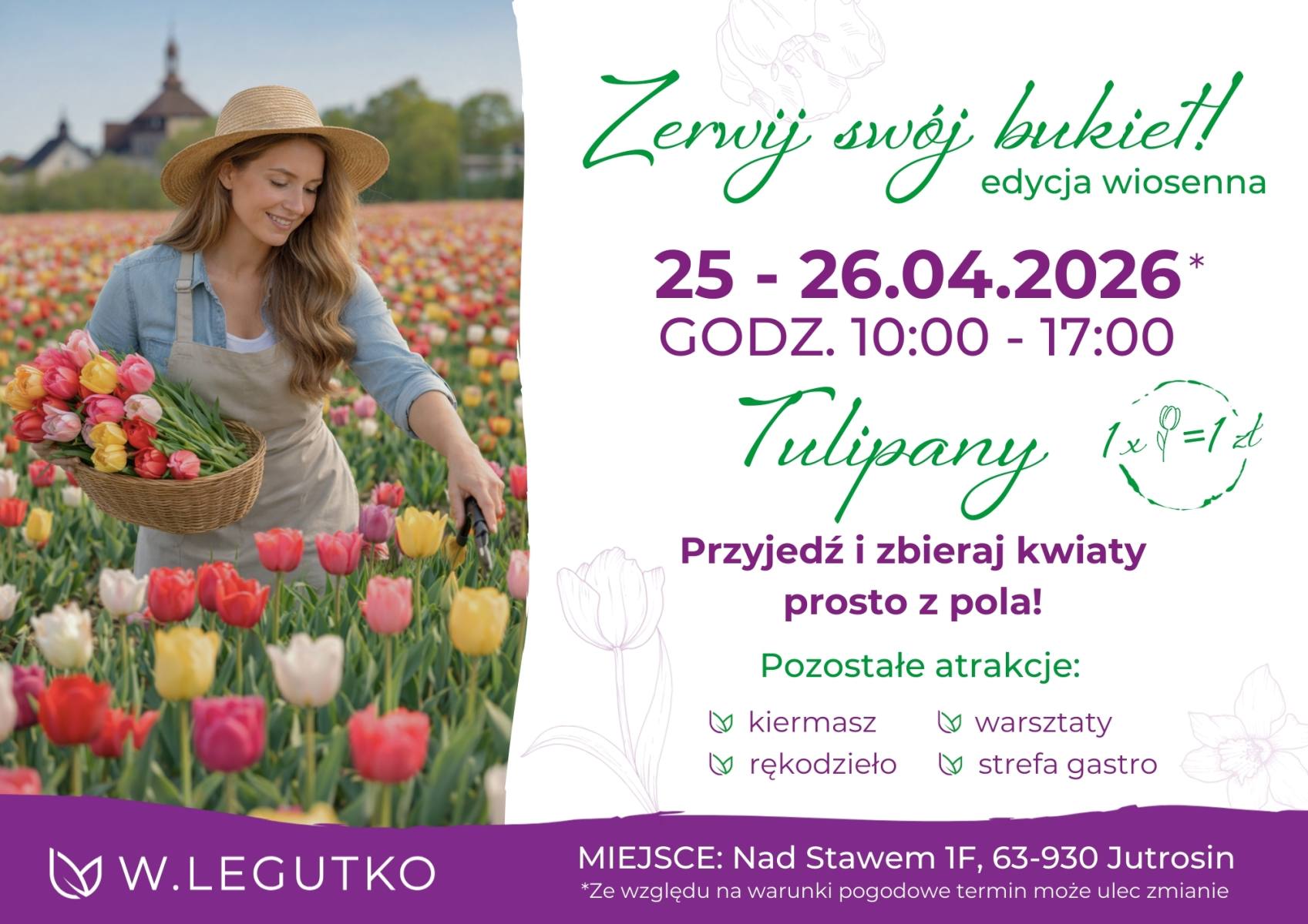 Zapraszamy na akcję „Zerwij swój bukiet” w Jutrosinie! - plakat