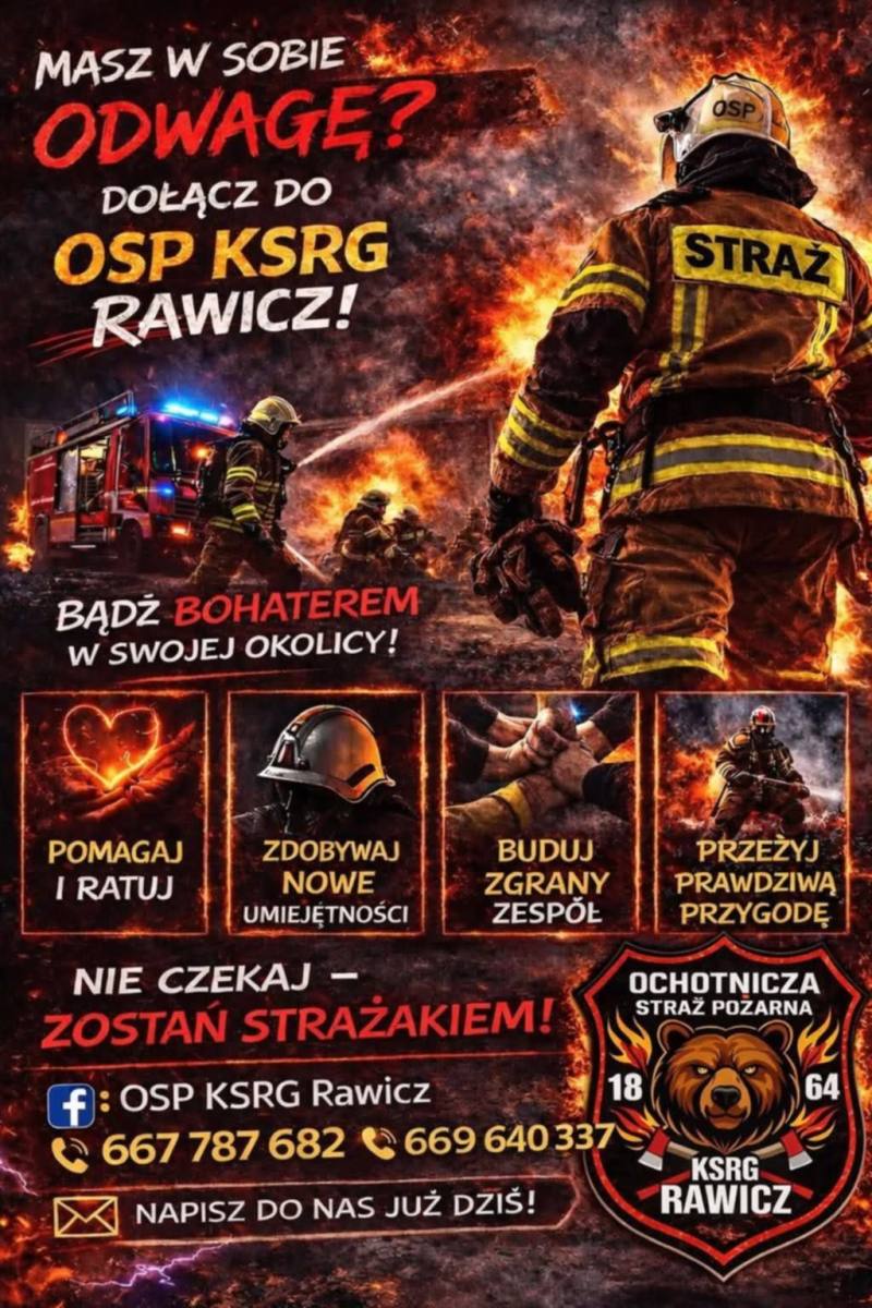 Bądź BOHATEREM plakat promujący zawód strażaka