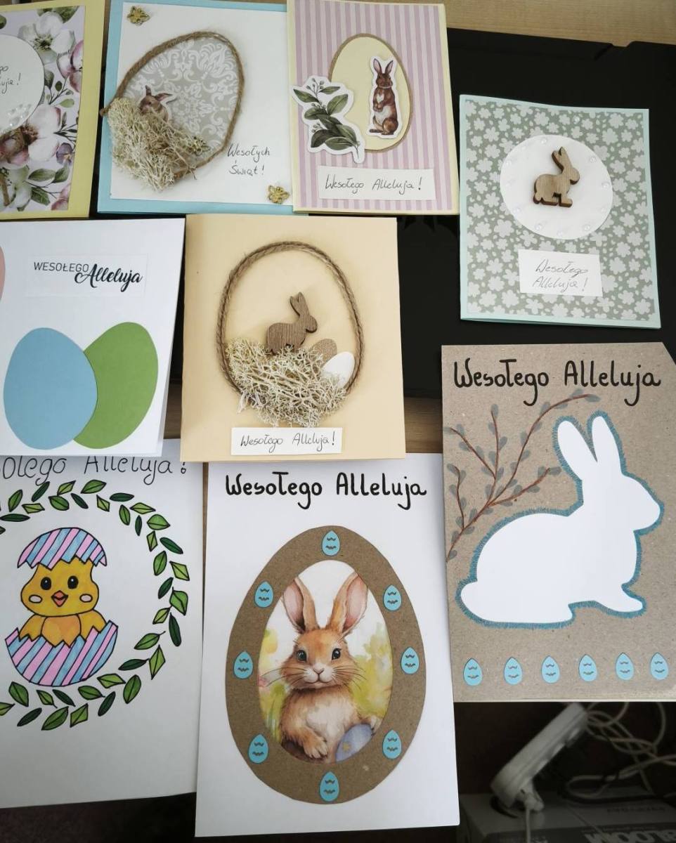 Kartki wielkanocne wykonane przez uczniów