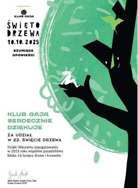 plakat podziękowanie za udział Święcie Drzewa 2025