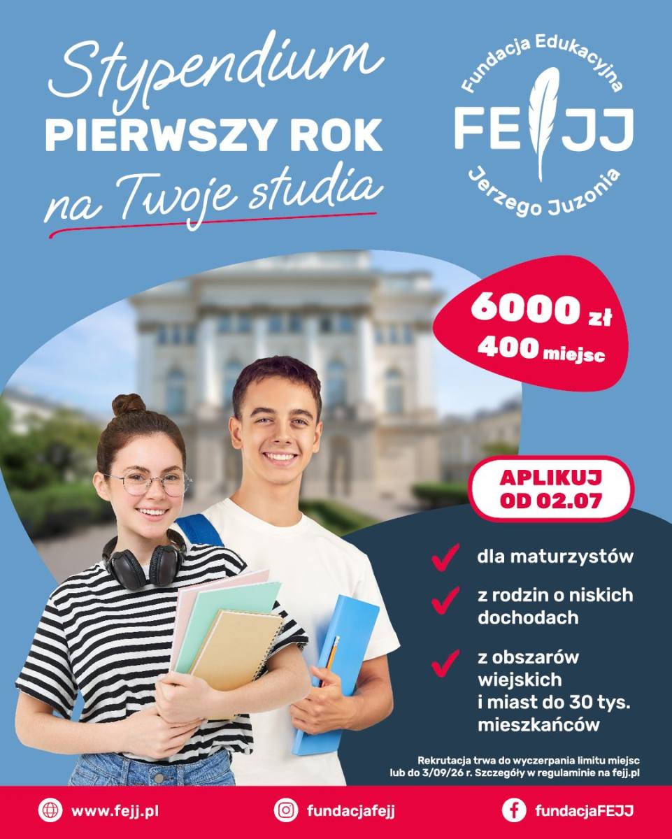 Studiujesz od października? FEJJ ma dla Ciebie stypendium - plakat
