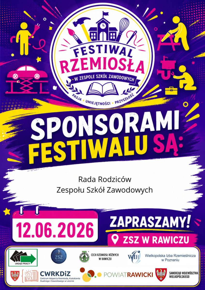 Sponsor Festiwalu Rzemiosła Rada Rodziców ZSZ Rawicz