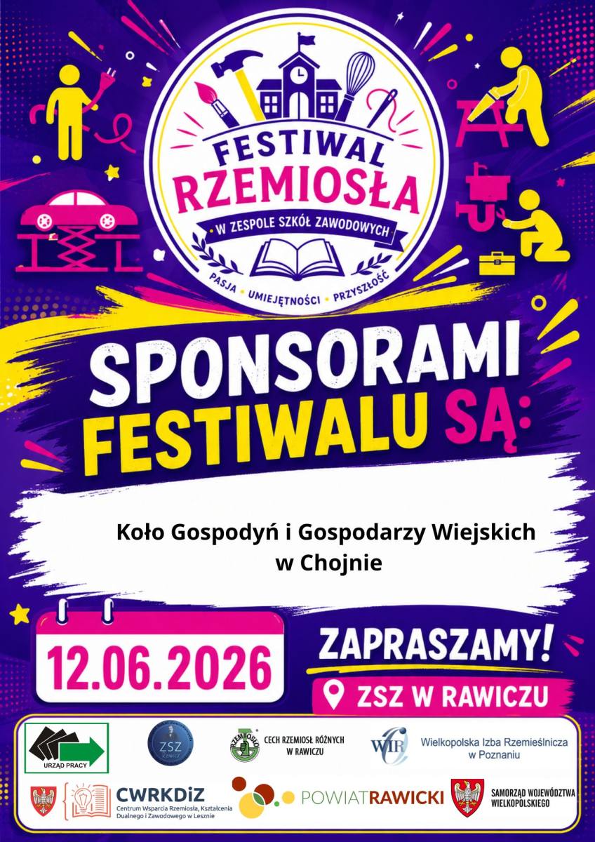 Sponsor Festiwalu Rzemiosła Koło Gospodyń i Gospodarzy Wiejskich w Chojnie