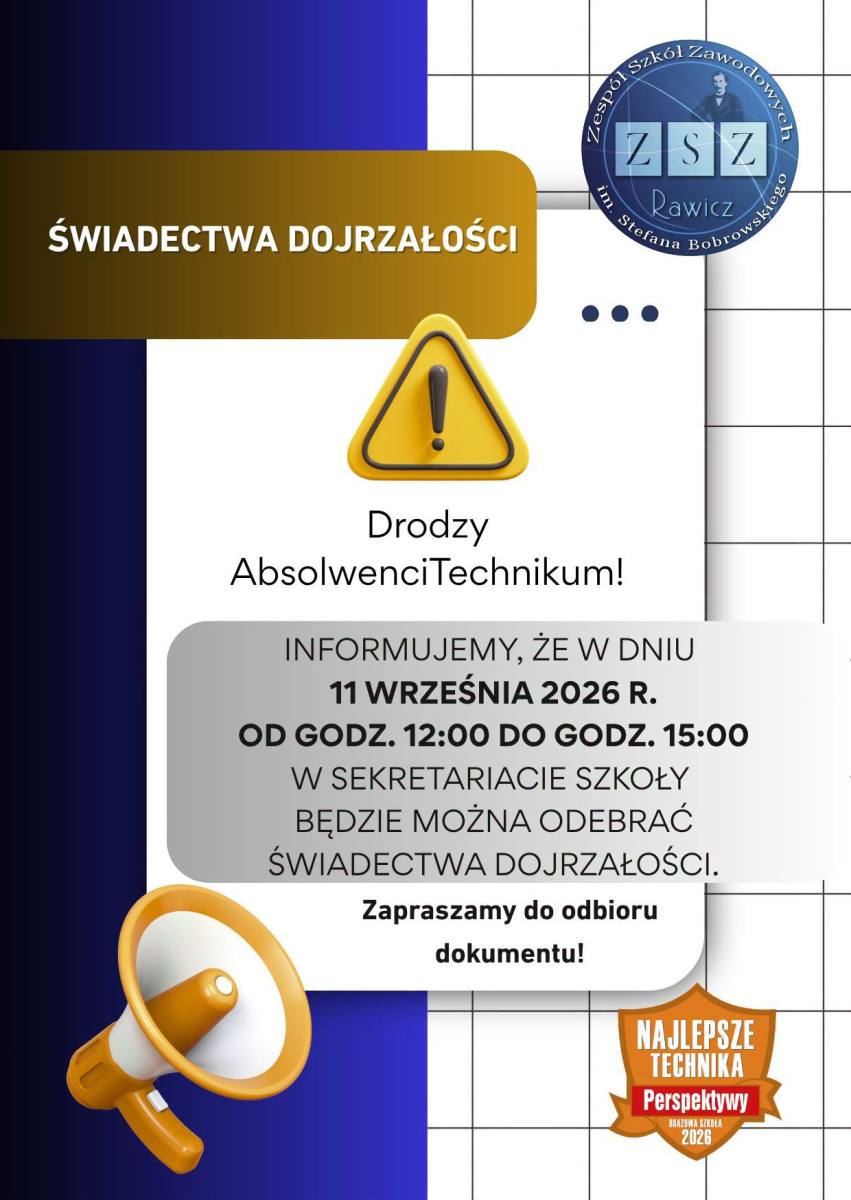 Zapraszamy Absolwentów po odbiór świadectw dojrzałości