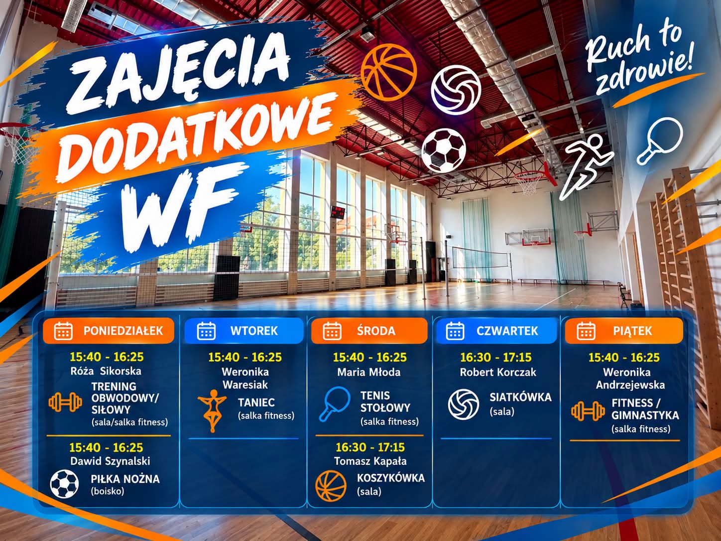 Zapraszamy na zajęcia dodatkowe z WF-u!