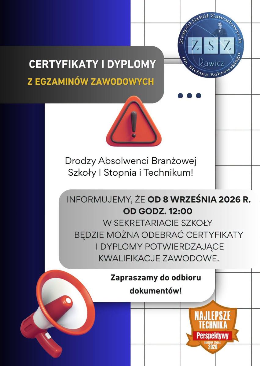 odbiór certyfikatów i dyplomów z egzaminów zawodowych