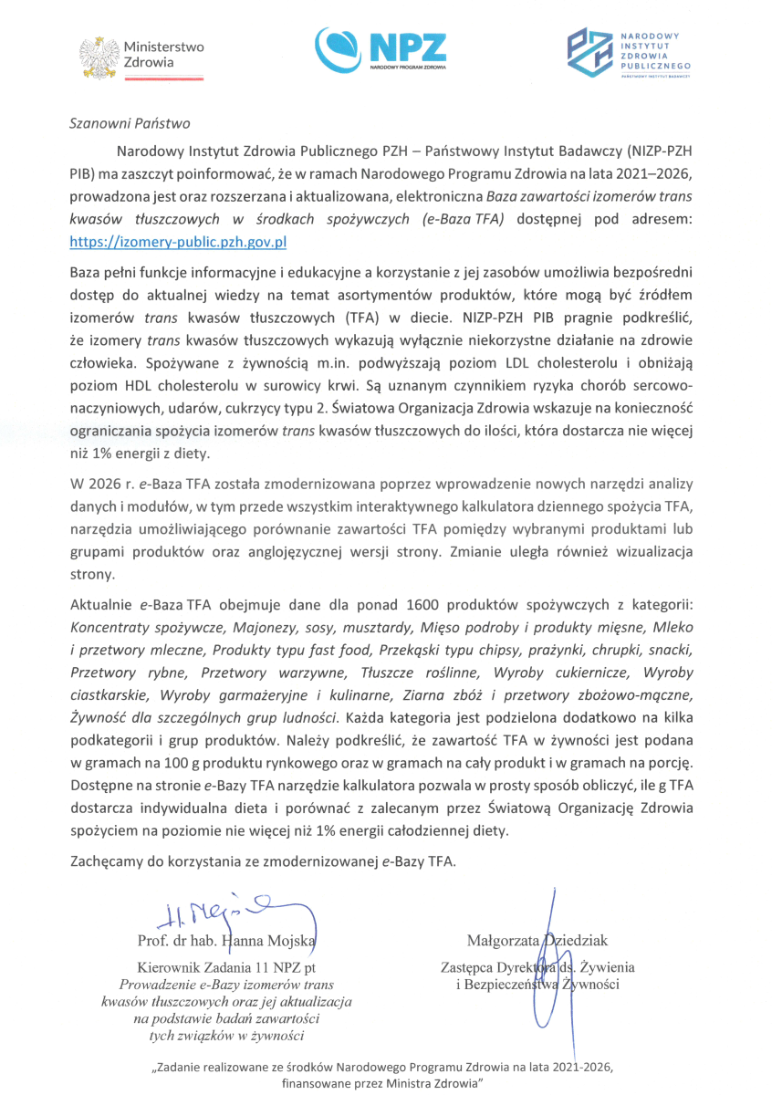 Nowe narzędzie dla szkół: Narodowy Instytut Zdrowia Publicznego rozwija e-Bazę izomerów trans
