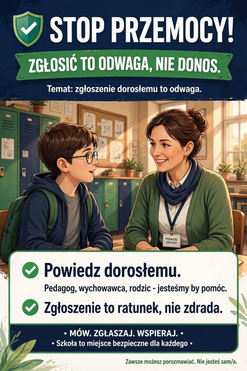 W naszej szkole mówimy głośne NIE przemocy w każdej formie. plakat