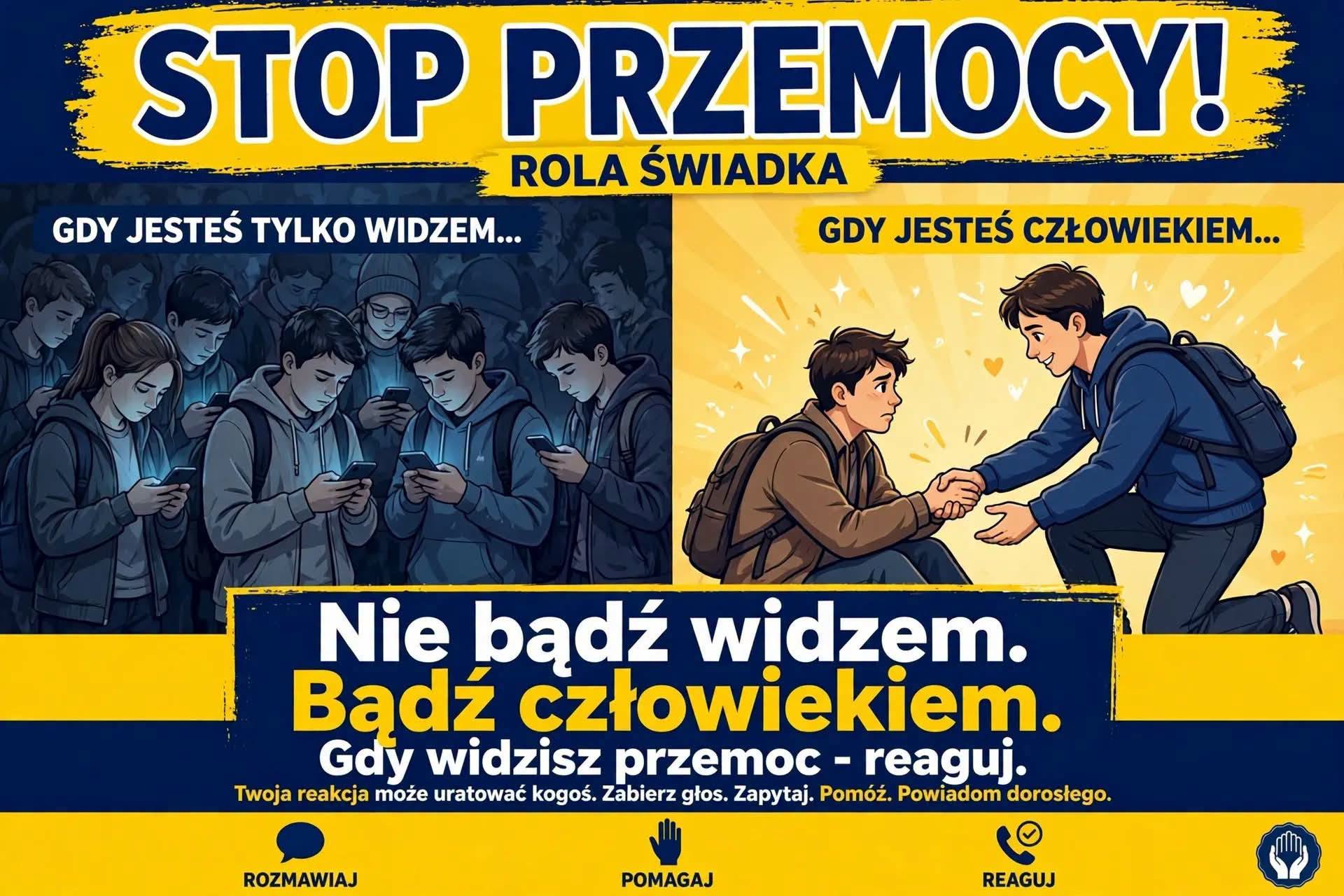 W naszej szkole mówimy głośne NIE przemocy w każdej formie. plakat