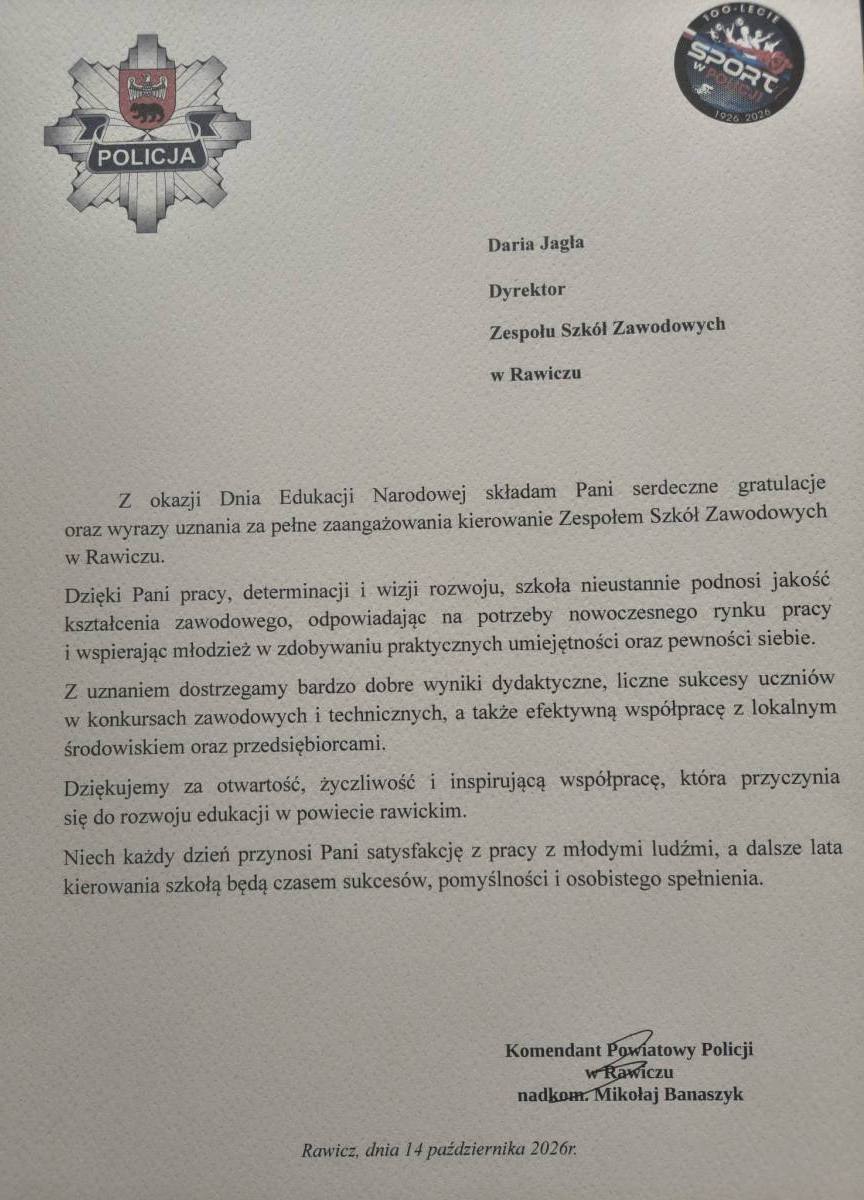 Wyjątkowe życzenia z okazji Dnia Edukacji Narodowej. Dziękujemy lokalnym służbom mundurowym!