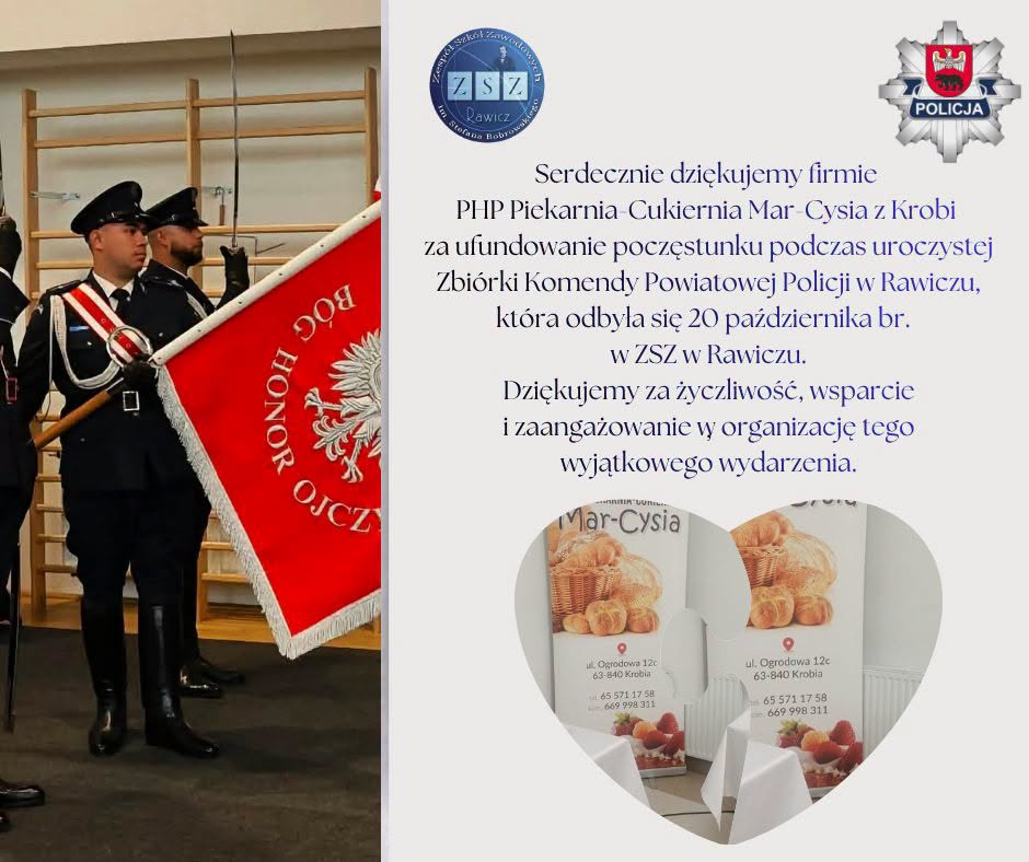 Serdeczne podziękowania dla Piekarni-Cukierni Mar-Cysia z Krobi!